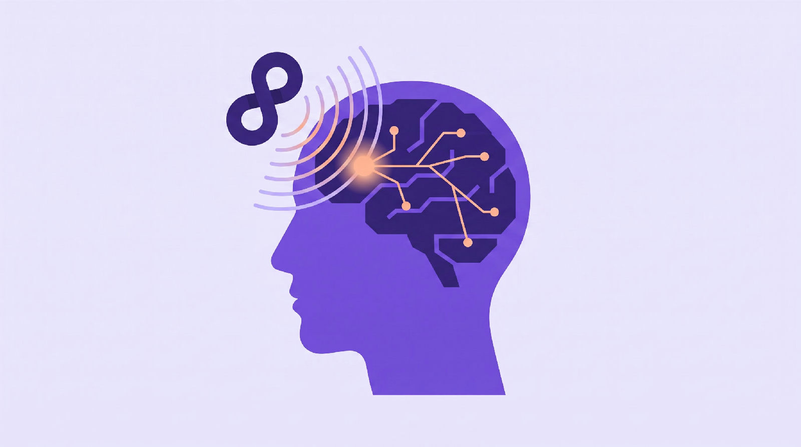 A magnetic coil sending gentle pulses into the front part of the brain